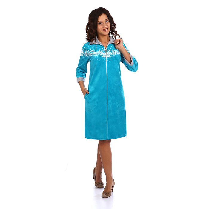 Халат женский на молнии Линдси цвет бирюза, р-р 50