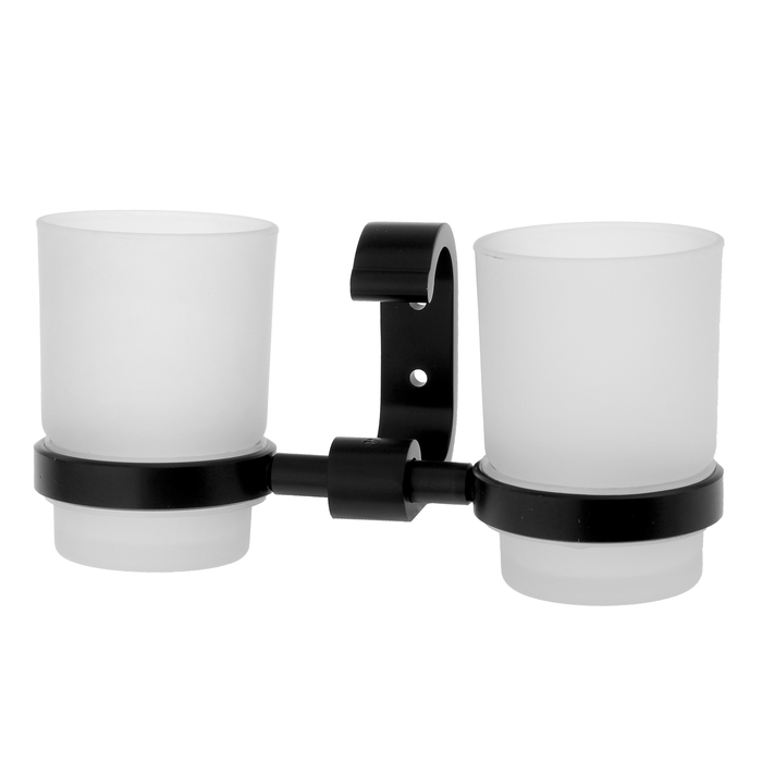 Стакан для зубных щеток двойной  матовый, цвет черный