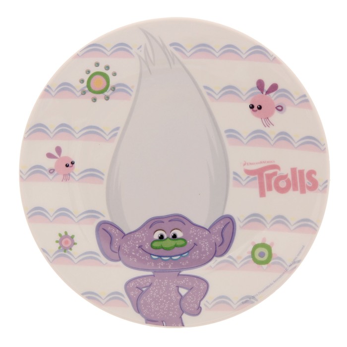 Набор посуды "Тролли", 3 предмета: кружка 210 мл, миска d=18 см, тарелка d=19 см, подарочная упаковка