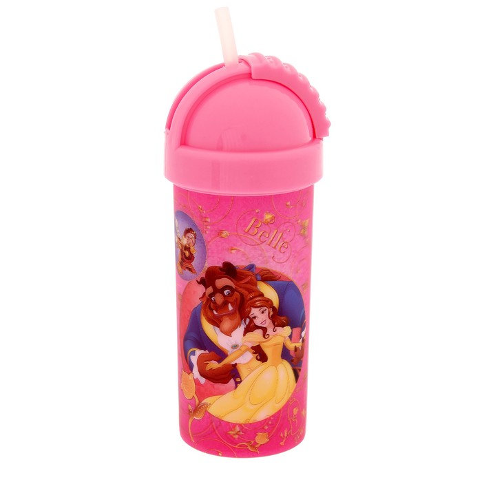 Фляга 3D 400 мл "Белль и Золушка", с крышкой и трубочкой