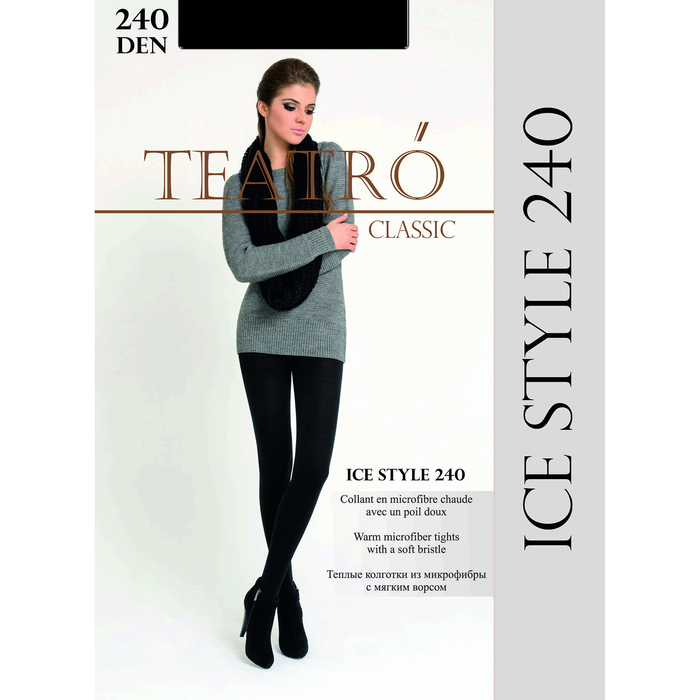 Колготки женские из микрофибры с ворсом Ice Style 240 цвет коричневый (moka), р-р 4