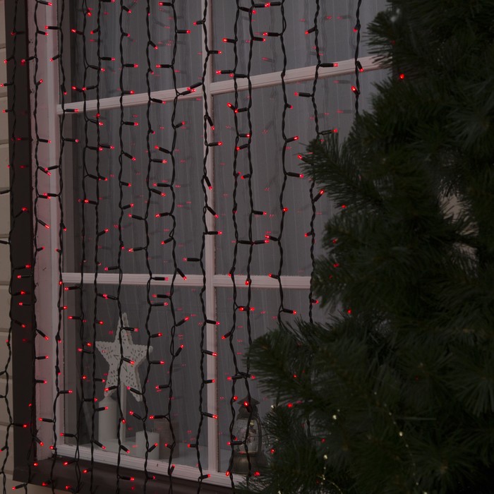 Гирлянда"Занавес" улич.УМС, 2х3 м, каучук Н.Т,LED-760-220V, шнур питания Н.Т, КРАСНЫЙ Уценка