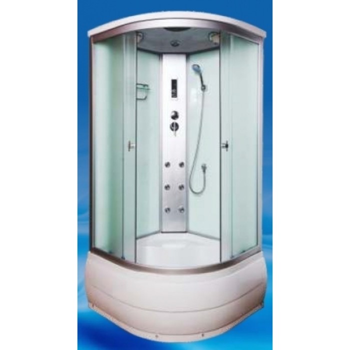 Душевая кабина ВМ 888, 100 × 100 × 215 см, глубокий поддон, матовая, полка, электрика, гидромассаж