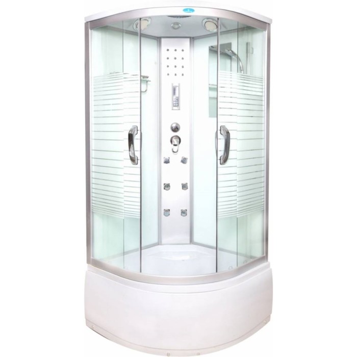 Душевая кабина ВМ 8808, глубокий поддон, полосатая, гидромассаж, электрика, подсветка