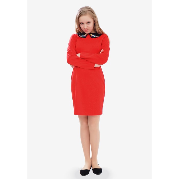 Платье нарядное детское, рост 140 см, цвет алый 2Т26-10
