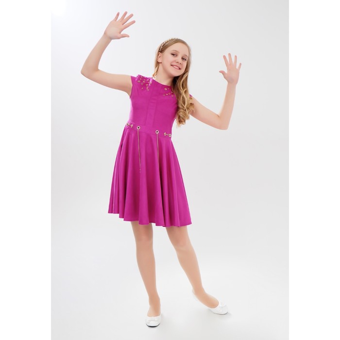 Платье нарядное  детское + цепочка, рост 134 см, цвет фуксия 2Т36-2
