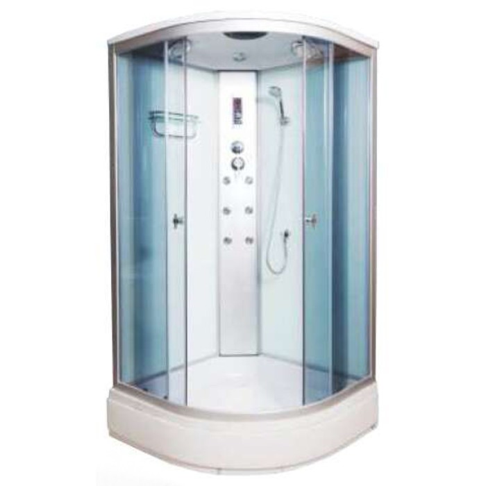 Душевая кабина ВМ 881, 90 × 90 × 215 см, низкий поддон, матовая, полка, электрика, гидромассаж