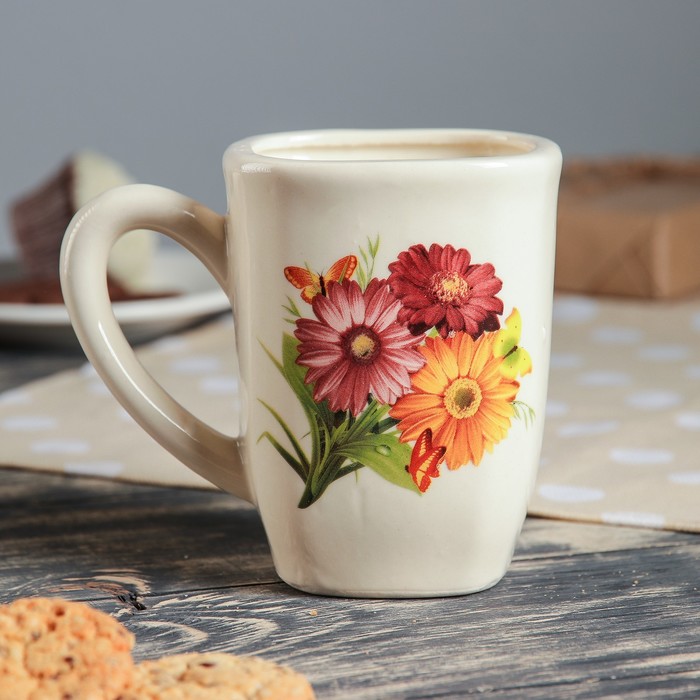 Кружка "Квадрат", 0,45 л, белая деколь