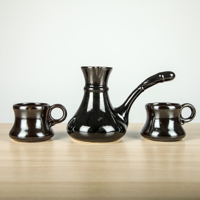 Кофейный набор турка 0,6 л, 2 чашки 0,25 л, деколь