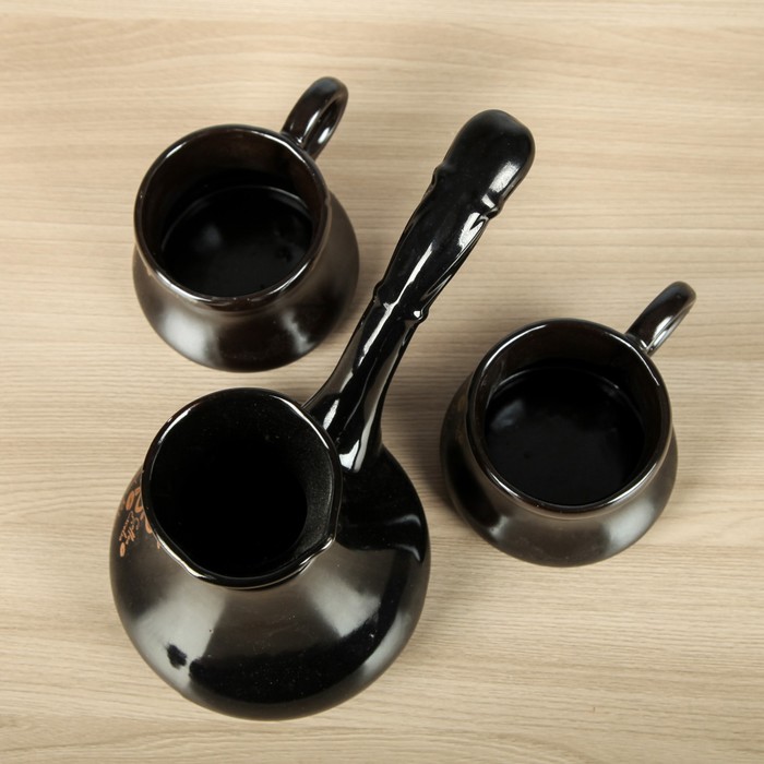 Кофейный набор турка 0,6 л, 2 чашки 0,25 л, деколь