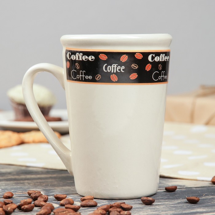 Кружка "Волна", 0,45 л, белая деколь