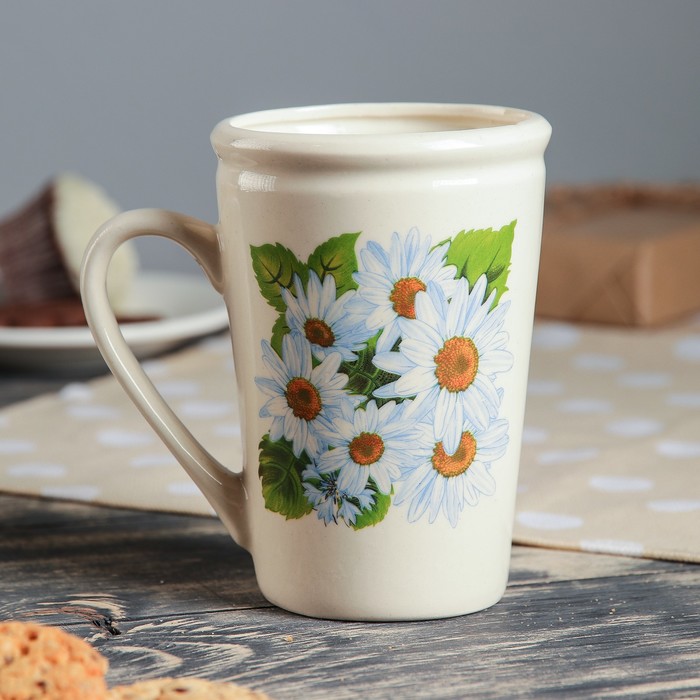 Кружка "Волна", 0,45 л, белая деколь, микс