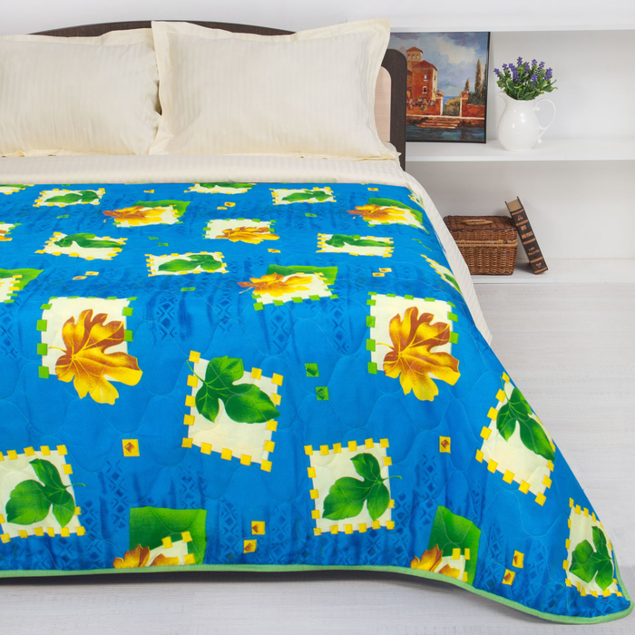 Покрывало Миледи 2 сп 180 х 210 см Листья, пэ100%, сумка ПВХ на молнии