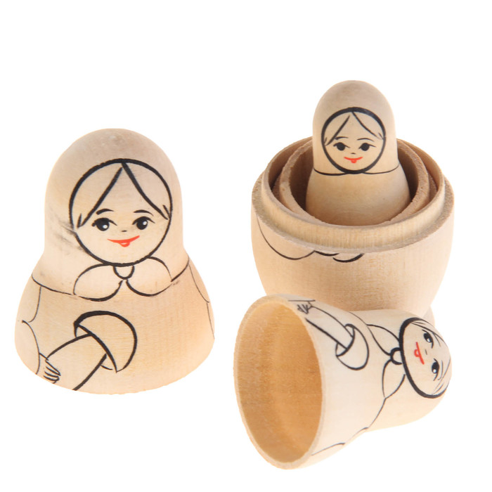 Набор для творчества "Матрёшка 3 в 1 под раскраску", 9 см