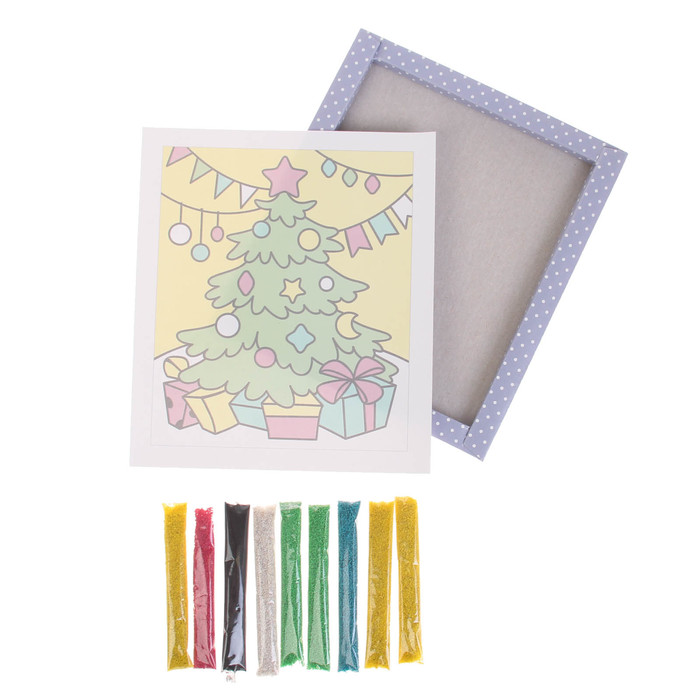 Песочная фреска "Ёлка", рамка из картона