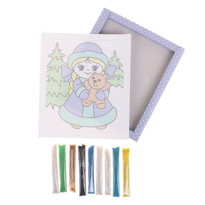 Песочная фреска "Снегурочка", рамка из картона