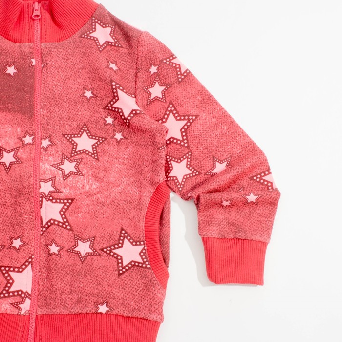 Комплект (куртка+брюки) для девочки, рост 104 см, цвет коралловый,принтнабивка Л879