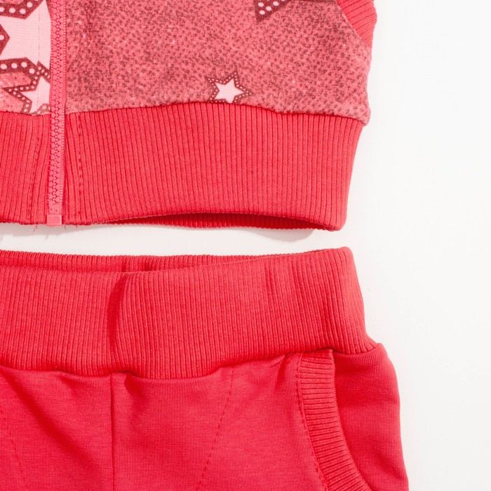 Комплект (куртка+брюки) для девочки, рост 104 см, цвет коралловый,принтнабивка Л879