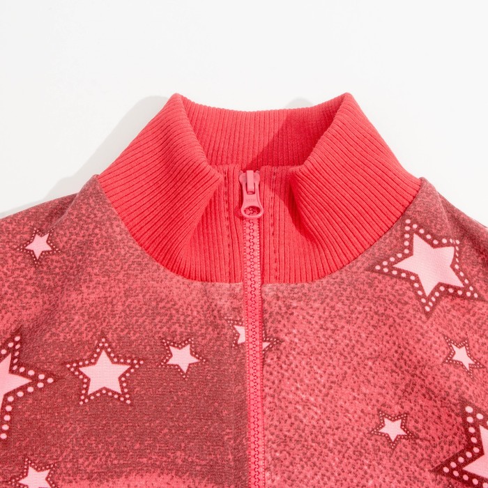 Комплект (куртка+брюки) для девочки, рост 110 см, цвет коралловый,принтнабивка Л879