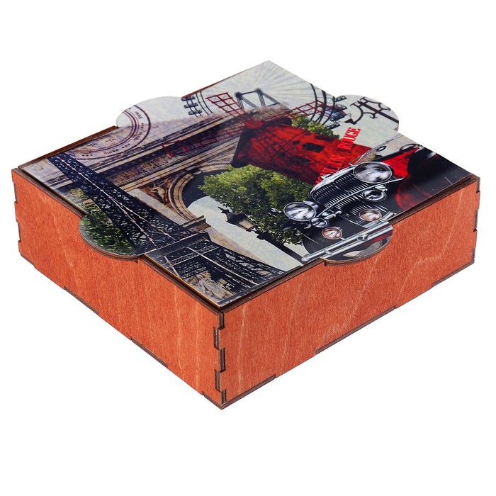 Шкатулка фанера "Прогулка по Парижу" (набор 6 деталей) 16х15х5 см