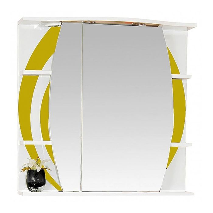 Шкаф-зеркало Misty "Каролина 70", левый, с подсветкой, желтый