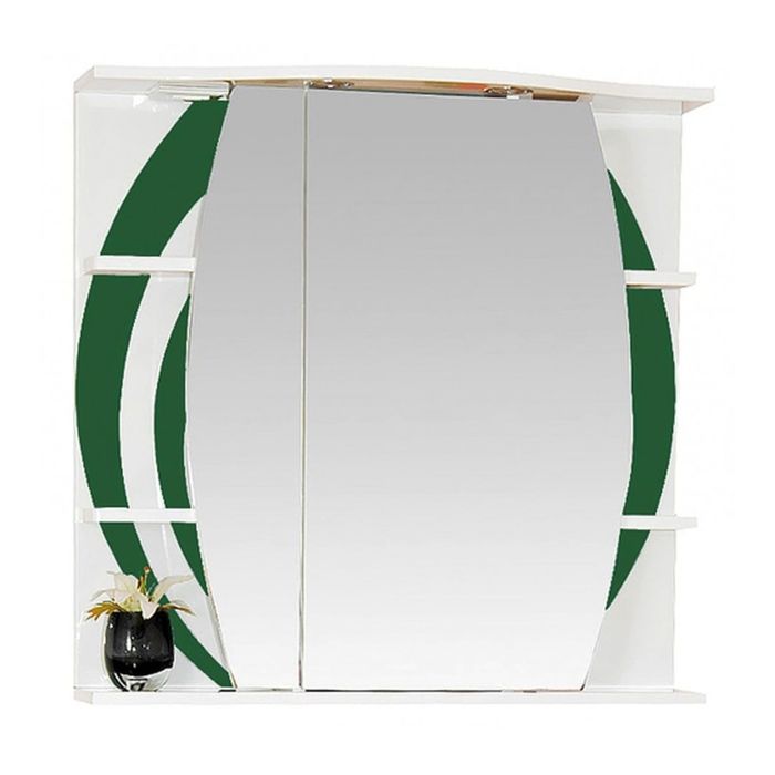 Шкаф-зеркало Misty "Каролина 70", левый, с подсветкой, зеленый