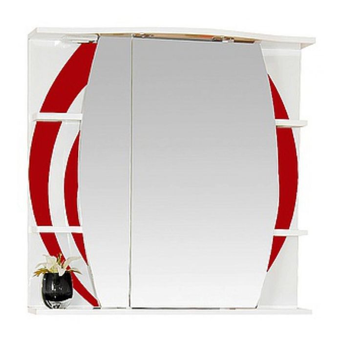 Шкаф-зеркало Misty "Каролина 70", левый, с подсветкой, красный