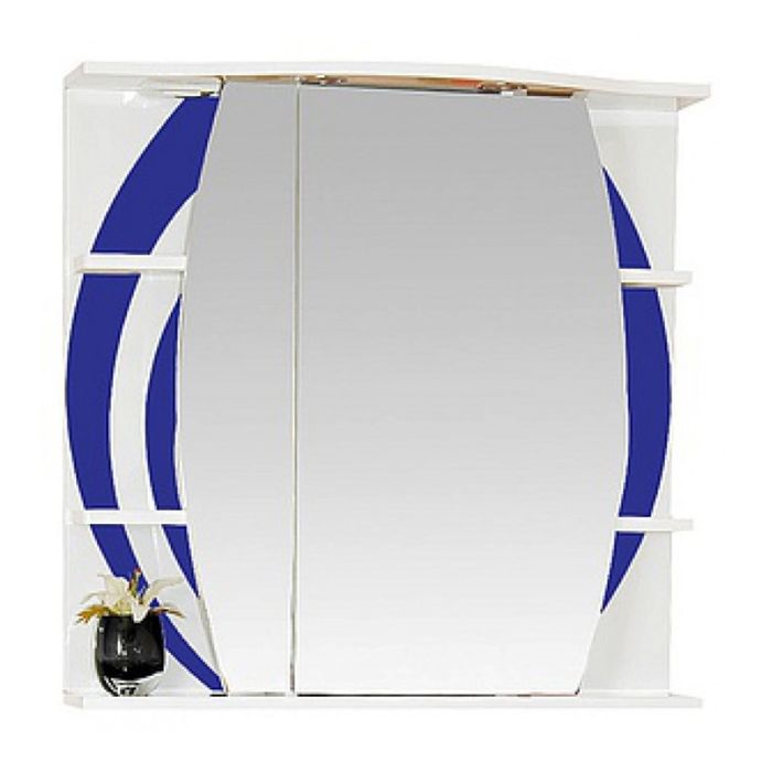 Шкаф-зеркало Misty "Каролина 70", левый, с подсветкой, синий