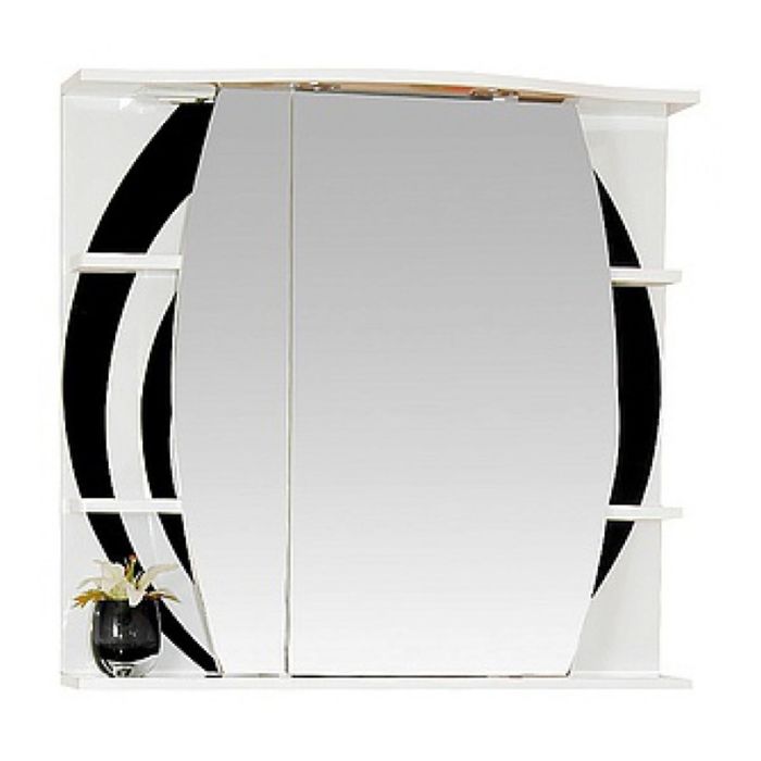 Шкаф-зеркало Misty "Каролина 70", левый, с подсветкой, черный