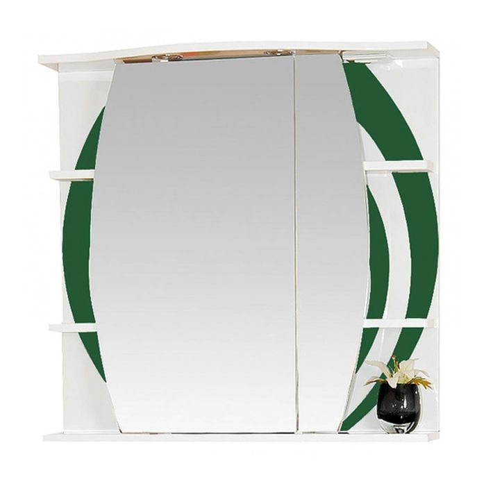 Шкаф-зеркало Misty "Каролина 70", правый, с подсветкой, зеленый