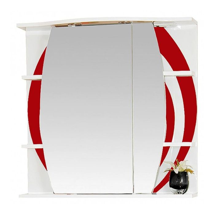 Шкаф-зеркало Misty "Каролина 70", правый, с подсветкой, красный