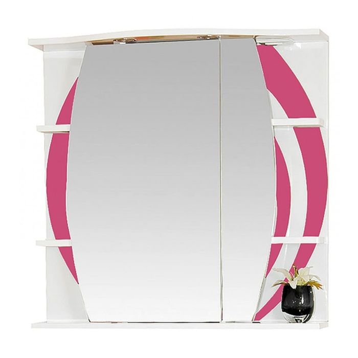 Шкаф-зеркало Misty "Каролина 70", правый, с подсветкой, розовый