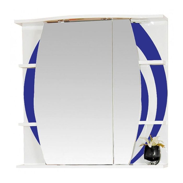 Шкаф-зеркало Misty "Каролина 70", правый, с подсветкой, синий