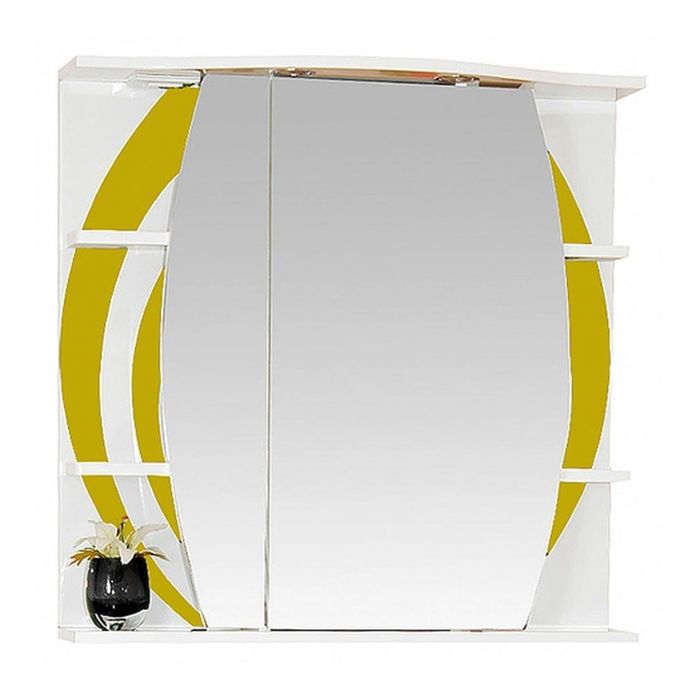 Шкаф-зеркало Misty "Каролина 80", левый, с подсветкой, желтый