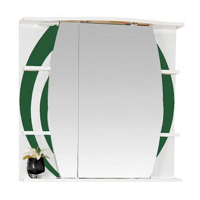 Шкаф-зеркало Misty "Каролина 80", левый, с подсветкой, зеленый