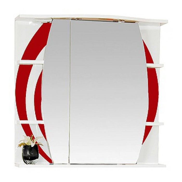 Шкаф-зеркало Misty "Каролина 80", левый, с подсветкой, красный