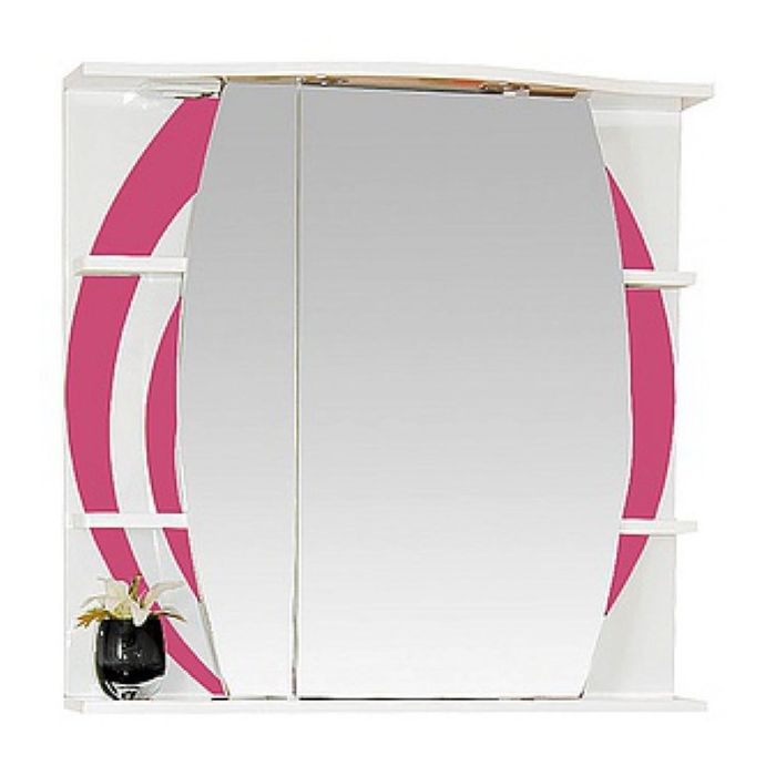 Шкаф-зеркало Misty "Каролина 80", левый, с подсветкой, розовый