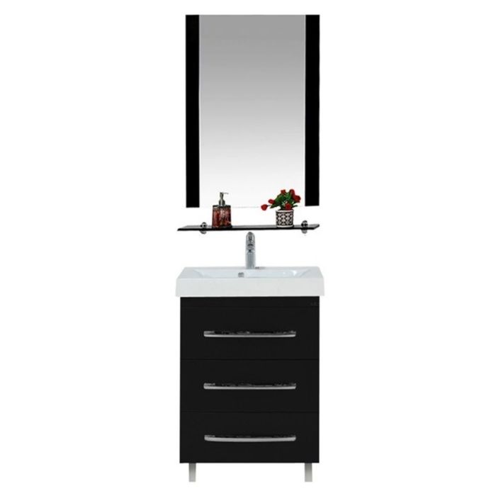 Зеркало Misty "Эмилия 60", с полочкой, черное