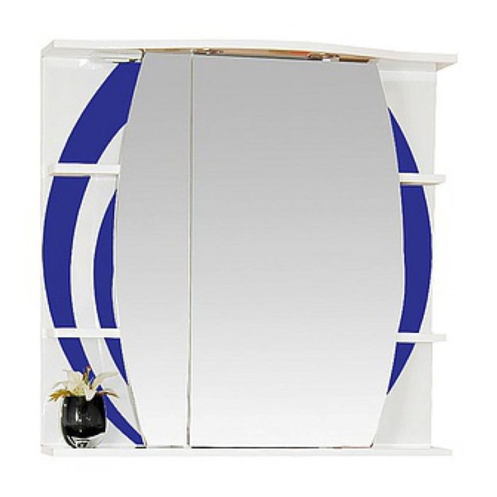 Шкаф-зеркало Misty "Каролина 80", левый, с подсветкой, синий