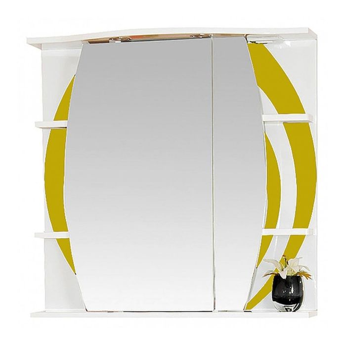 Шкаф-зеркало Misty "Каролина 80", правый, с подсветкой, желтый
