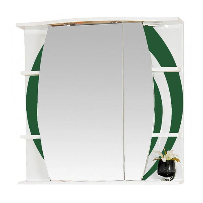 Шкаф-зеркало Misty "Каролина 80", правый, с подсветкой, зеленый