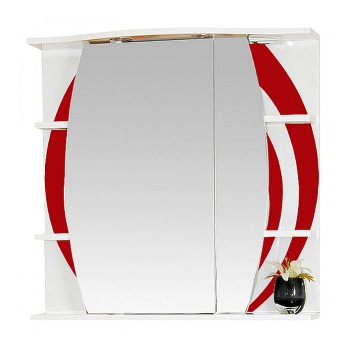 Шкаф-зеркало Misty "Каролина 80", правый, с подсветкой, красный