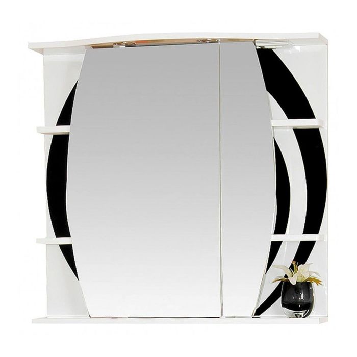 Шкаф-зеркало Misty "Каролина 80", правый, с подсветкой, черный