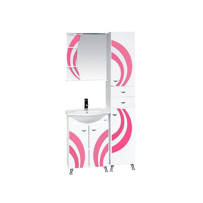 Тумба с раковиной Misty "Каролина 60", прямая, розовое стекло