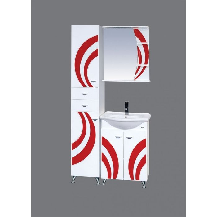 Пенал Misty "Каролина 35", левый, красное стекло, с бельевой корзиной