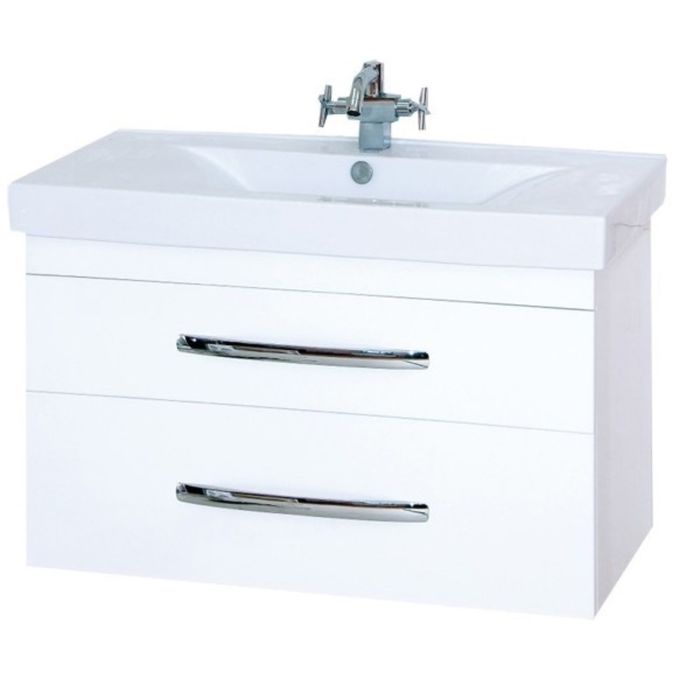 Тумба с раковиной Misty "Эмилия 75", подвесная, белая, с доводчиком