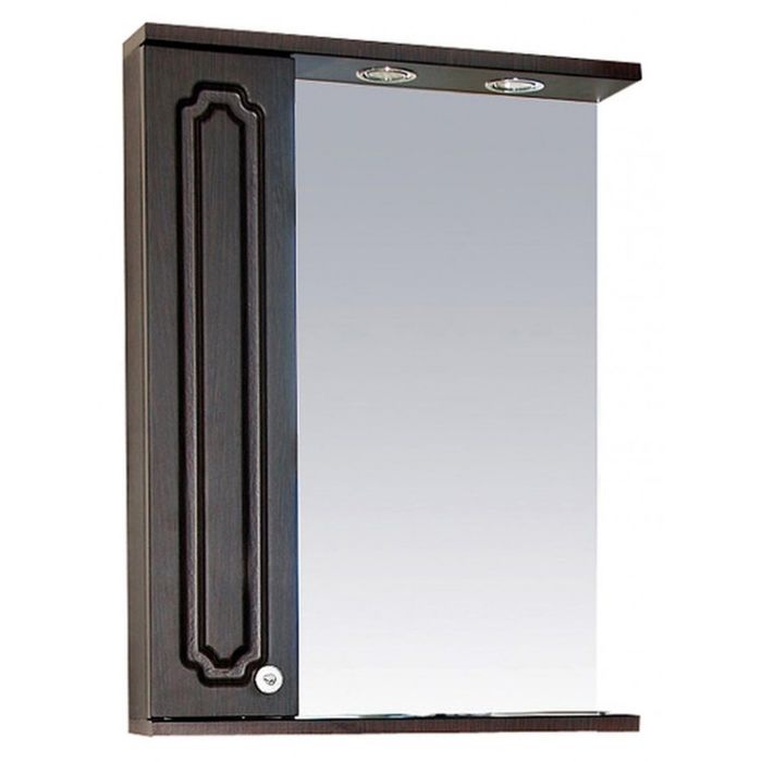 Шкаф-зеркало Misty "Александра 55", левый, с подсветкой, цвет венге