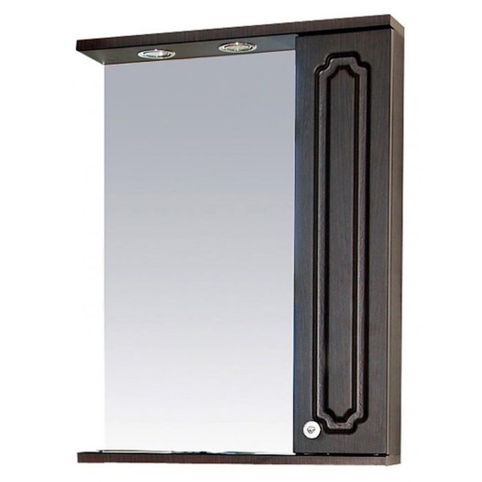 Шкаф-зеркало Misty "Александра 55", правый, с подсветкой, цвет венге