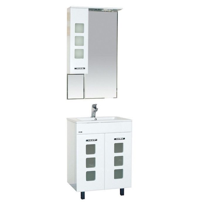 Шкаф-зеркало Misty "Квадро 60", левый, с подсветкой, белый