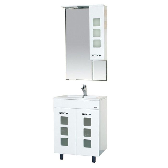 Шкаф-зеркало Misty "Квадро 60", правый, с подсветкой, белый